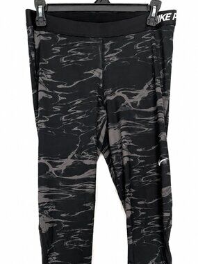 Nike Pro Dri-FIT Marble Print Compression Leggings XL Black Gray Workout